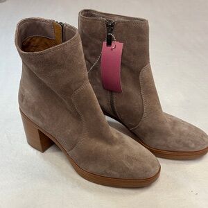 Frye Taupe Suede Heeled Boots
